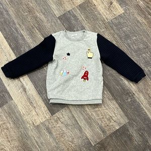 Balabala toddler gray blue embroidered sweatshirt cotton blend boy size 120/60